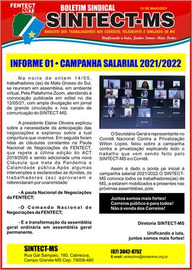 BOLETIM DO SINTECT/MS 15/05/2021