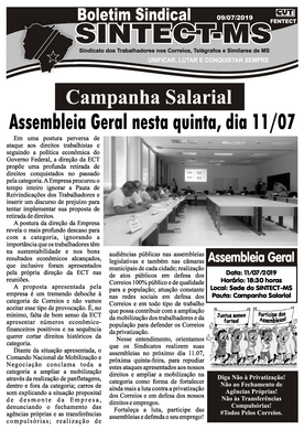 BOLETIM DO SINTECT-MS 09-07-2019