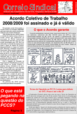 Correio Sindical Edição 26 - Outubro de 2008