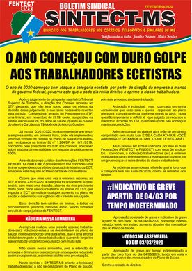 BOLETIM DO SINTECT/MS 19/02/2020