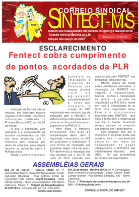 Correio Sindical - Março - Especial PLR - Prestação de contas